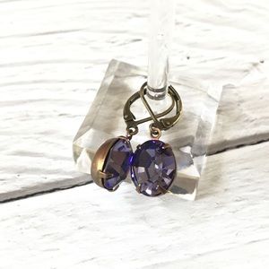 Vintage Swarovski oval purple brass-ox leverbacks